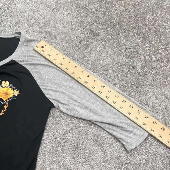 Disney Minnie Mouse Raglan T-Shirt Women XL Black Gray Round Neck Casual Graphic - Picture 7 of 10